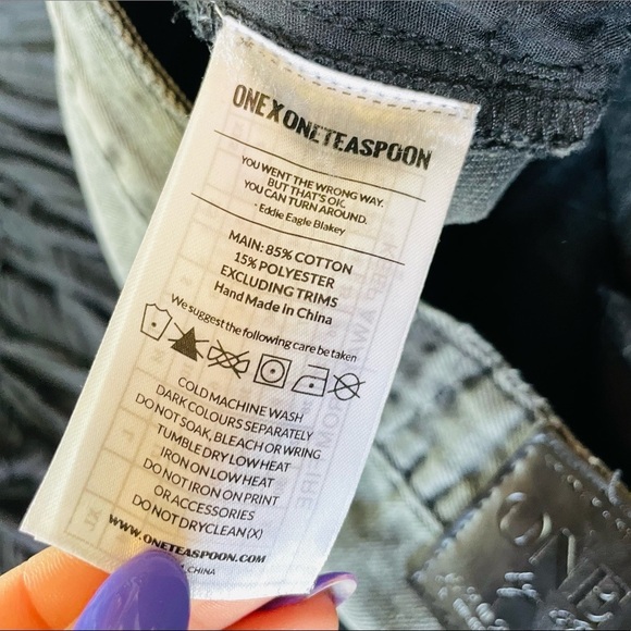 One Teaspoon Black Distressed Denim Mini Skirt - Picture 9 of 9